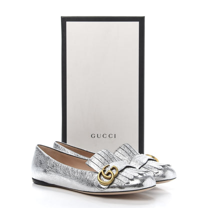 Gucci Galassia GG Marmont Fringe Flats 39 Argento 9 of 9