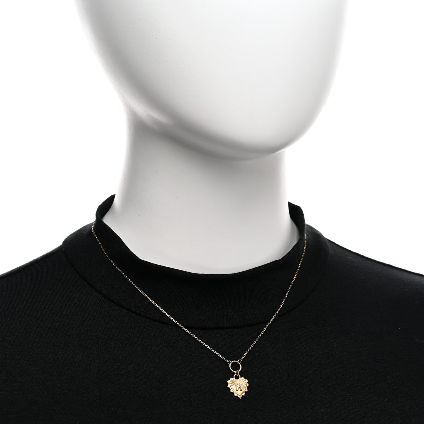 18K Yellow Gold Diamond Initial H Miniature Heart Drop Pendant Necklace