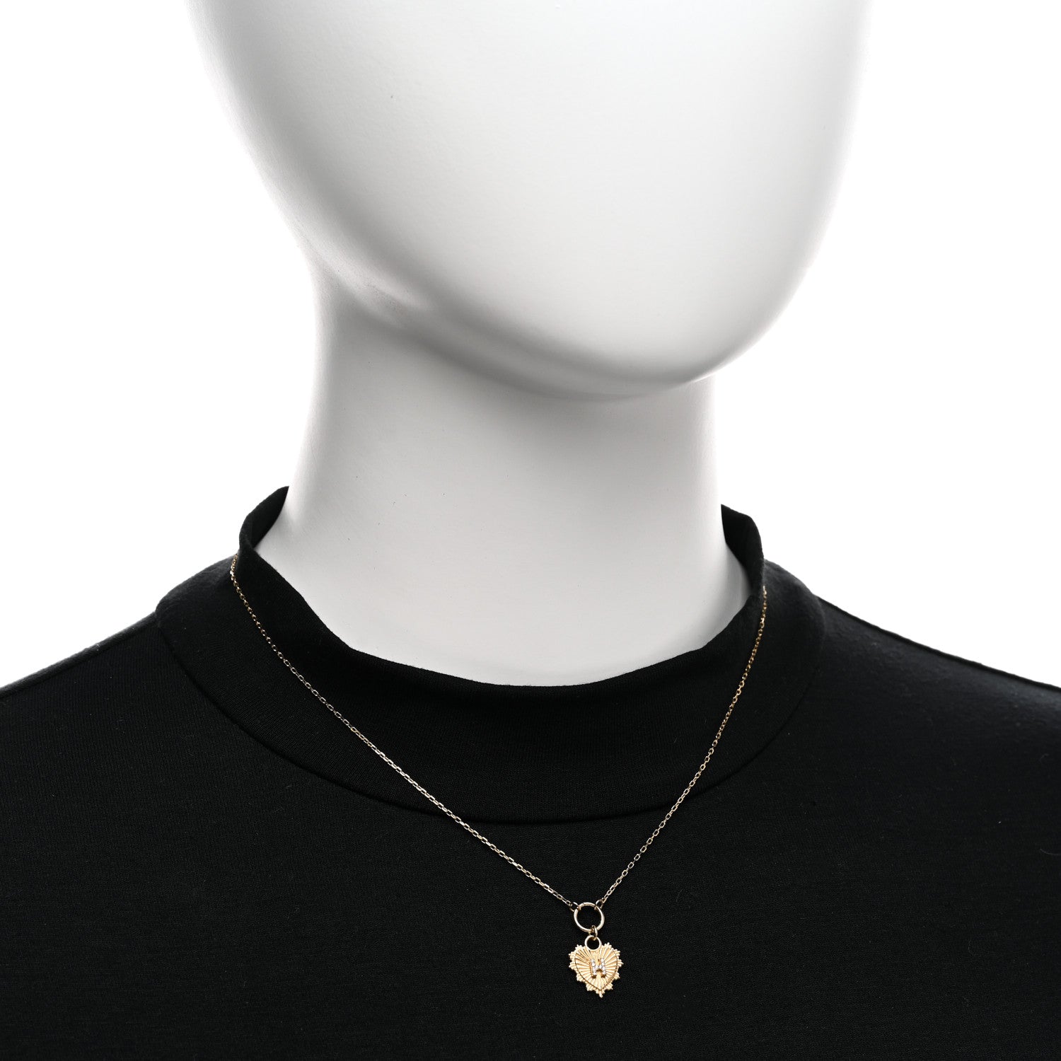 Foundrae 18K Yellow Gold Diamond Initial H Miniature Heart Drop Pendant Necklace 2 of 5