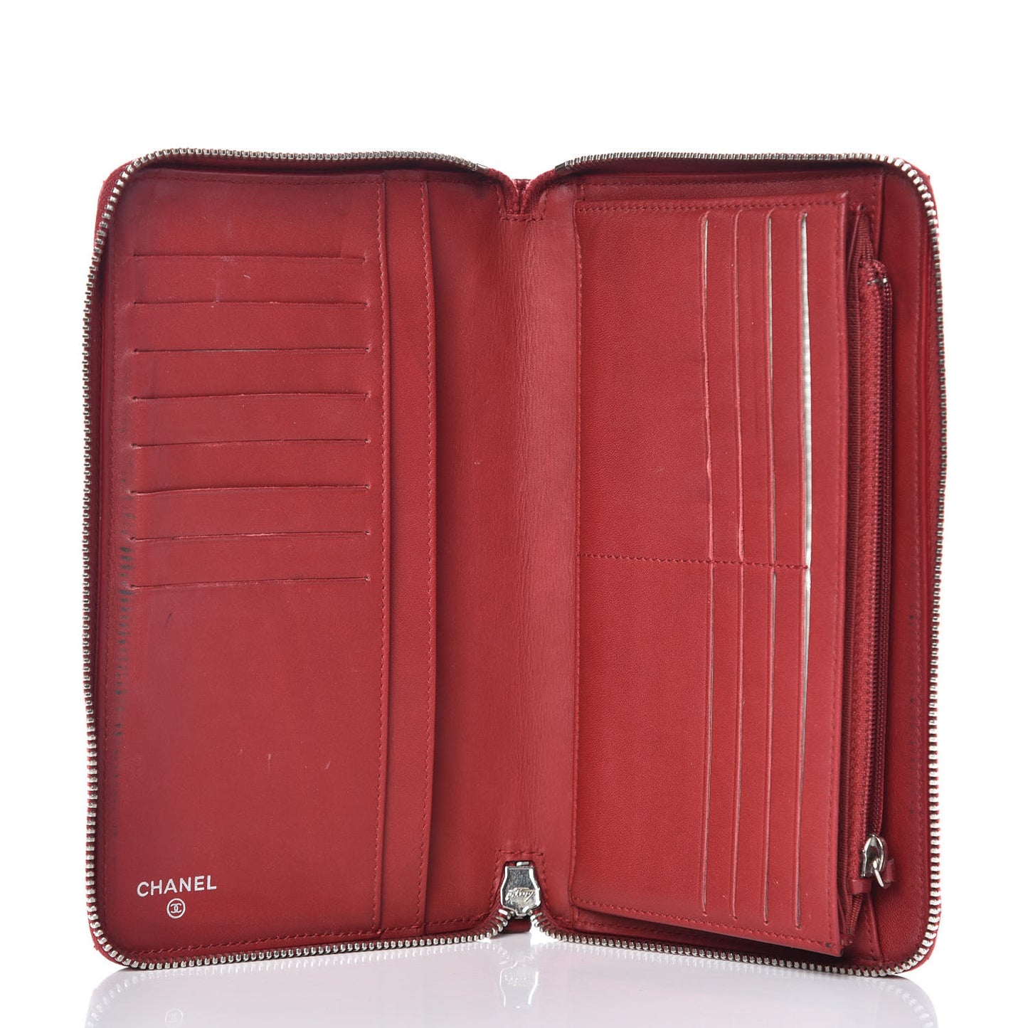 Caviar Quilted Large Zip Around Organizer Wallet Red