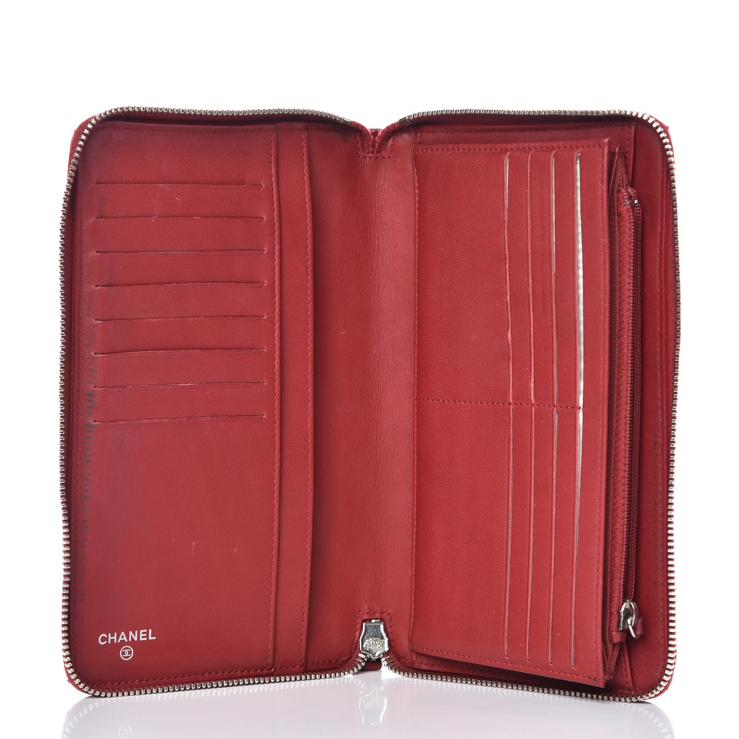 Chanel Caviar Quilted Large Zip Around Organizer Wallet Red 5 of 19