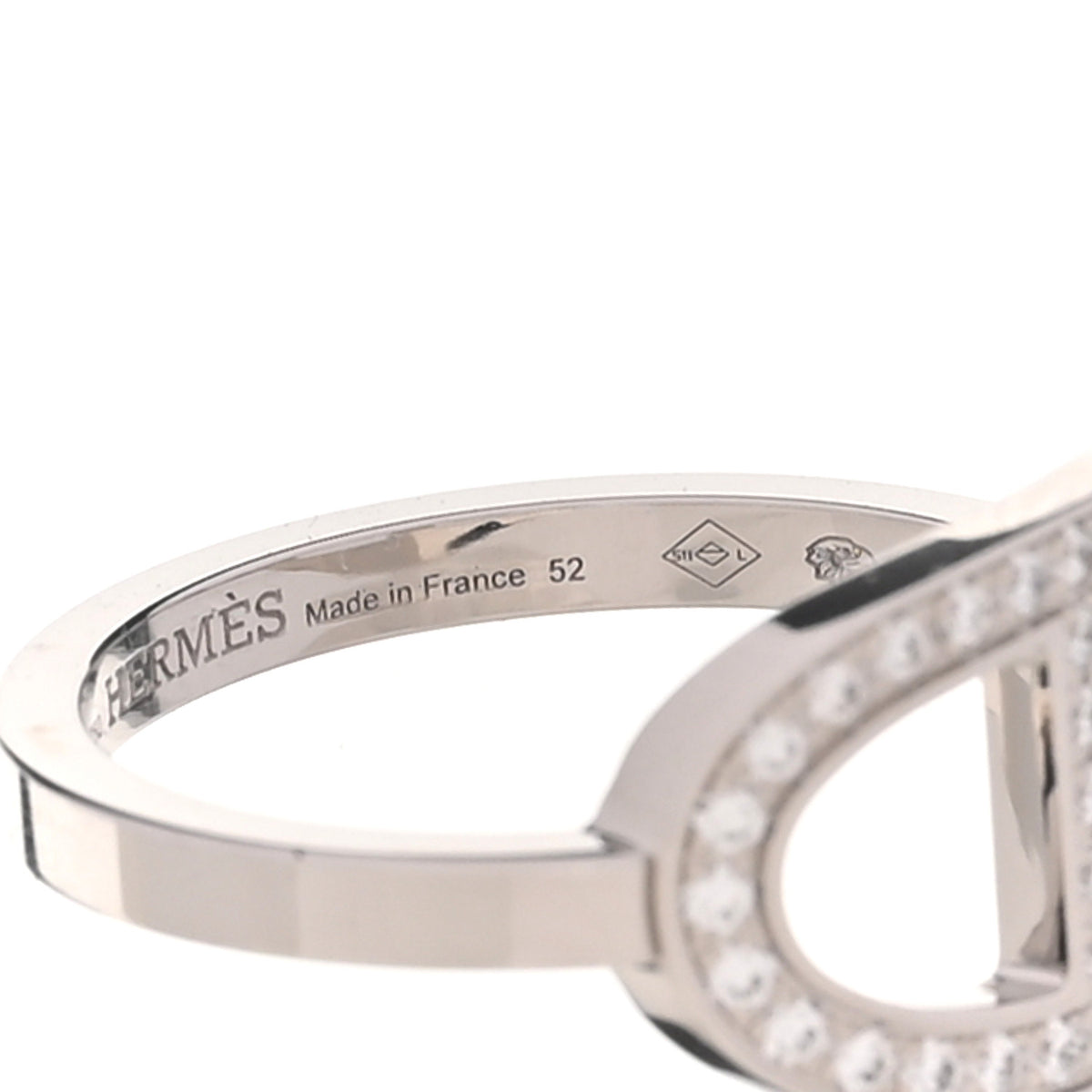 Hermes 18K White Gold Diamond MM Chaine d'Ancre Contour Ring 52 6 5 of 6