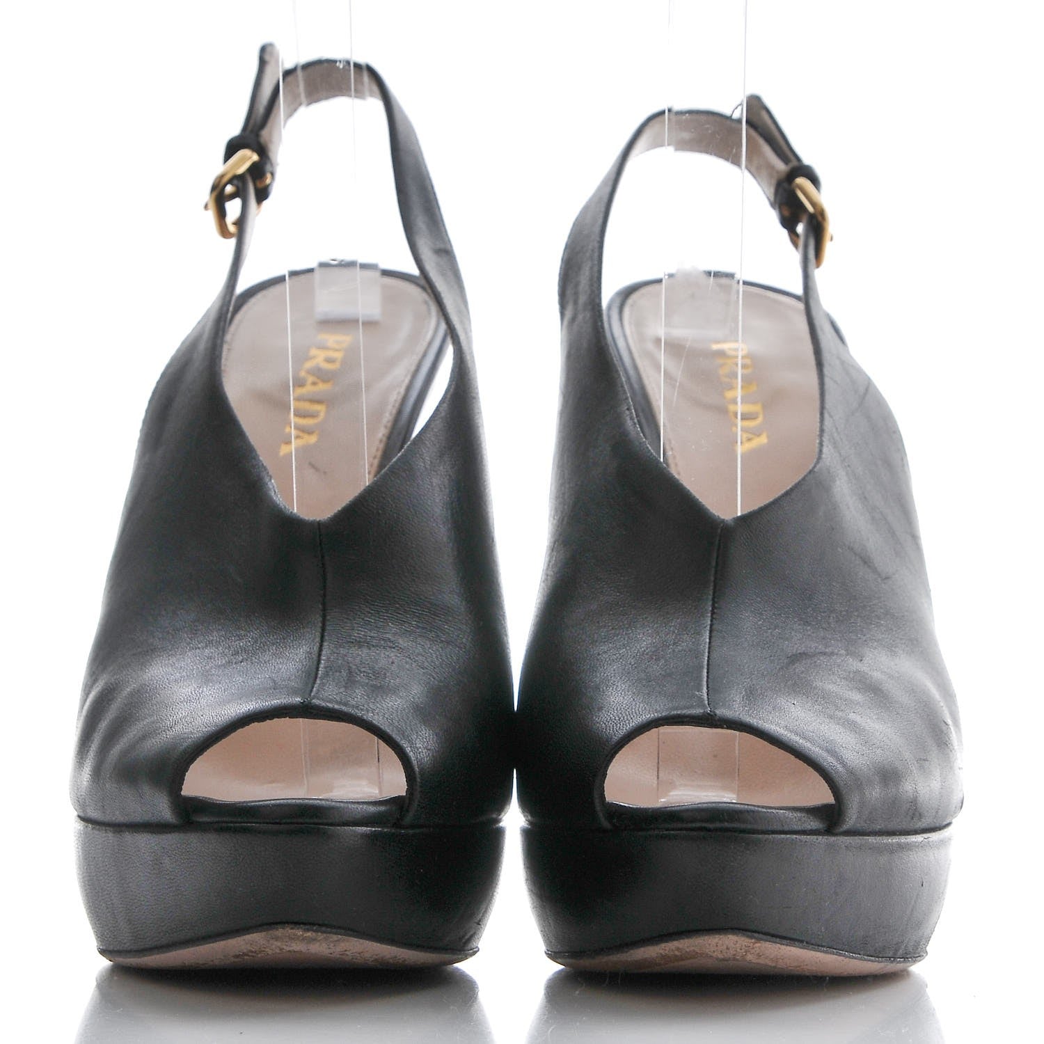Prada Nappa Peep Toe Slingback Pumps 40.5 Black 2 of 10