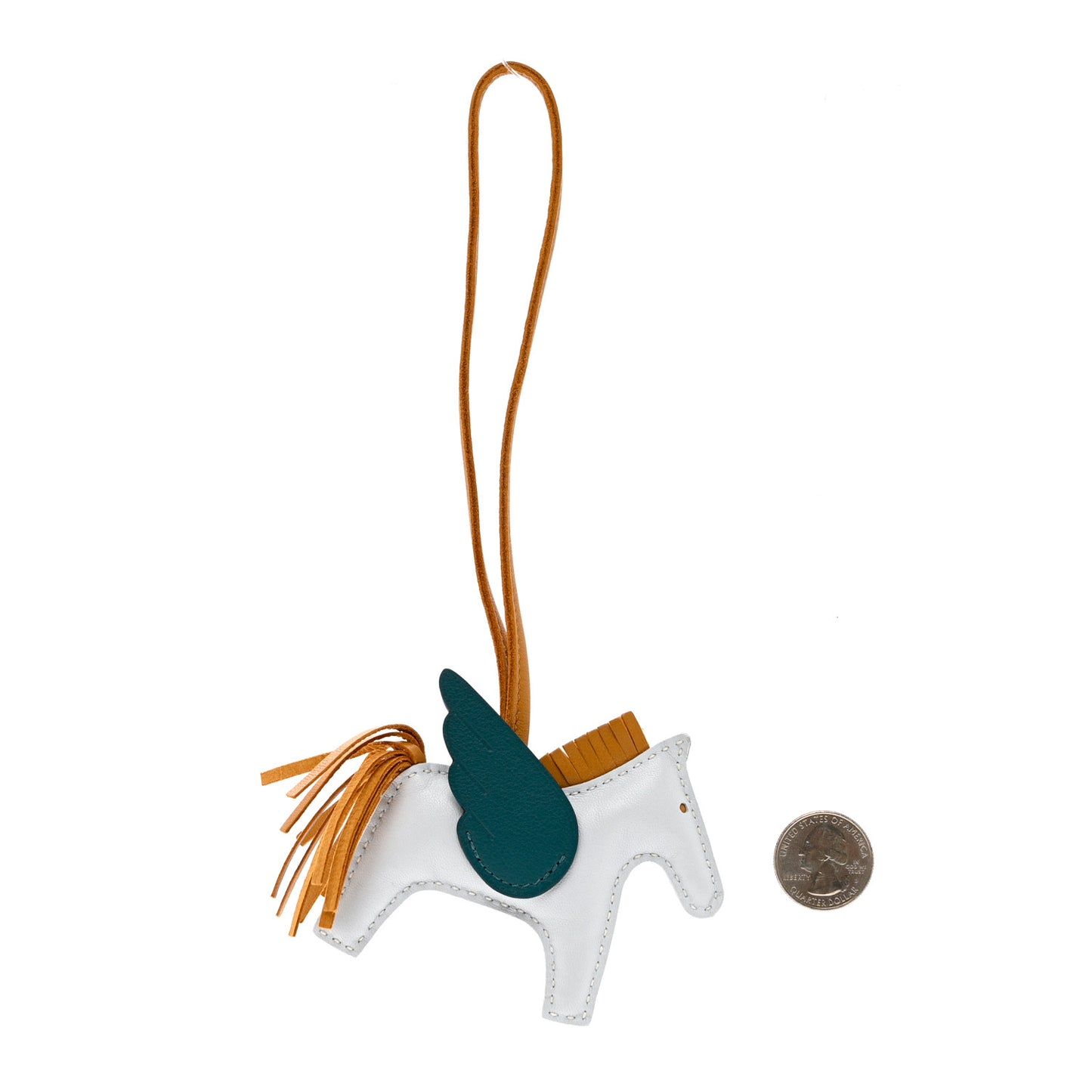 Milo Lambskin Grigri Rodeo Pegase Horse Bag Charm PM Bleu Brume Sesame Vert Bosphore