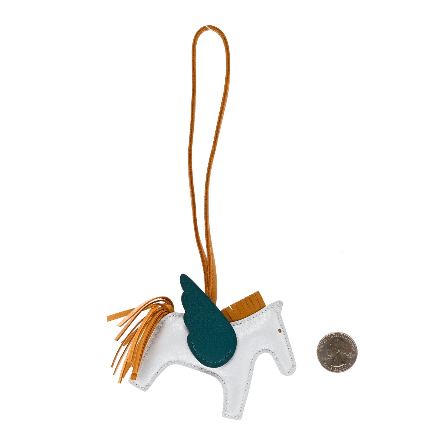 Hermes Milo Lambskin Grigri Rodeo Pegase Horse Bag Charm PM Bleu Brume Sesame Vert Bosphore 2 of 4