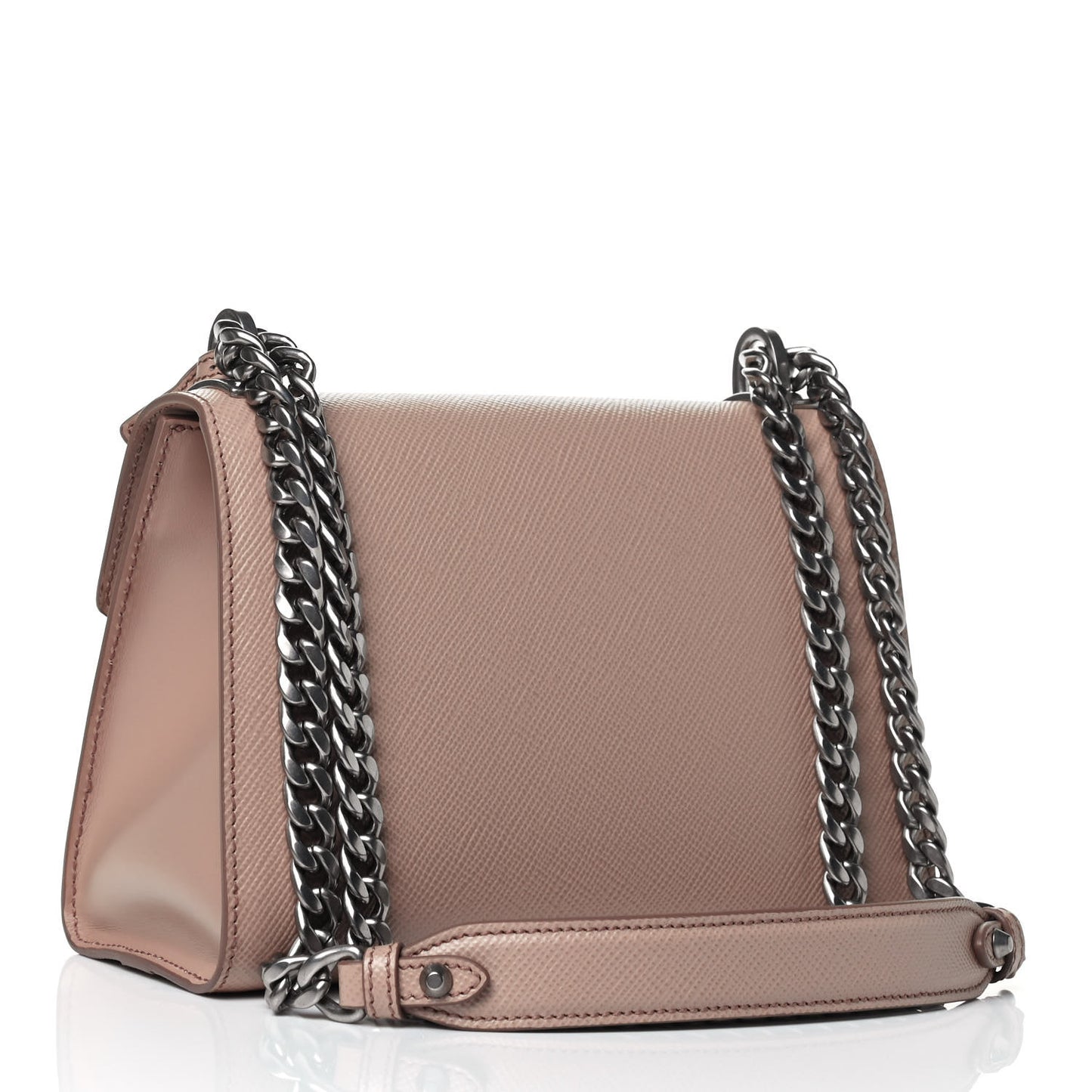 Saffiano Cuir Calfskin Monochrome Patches Envelope Flap Chain Shoulder Bag Cipria