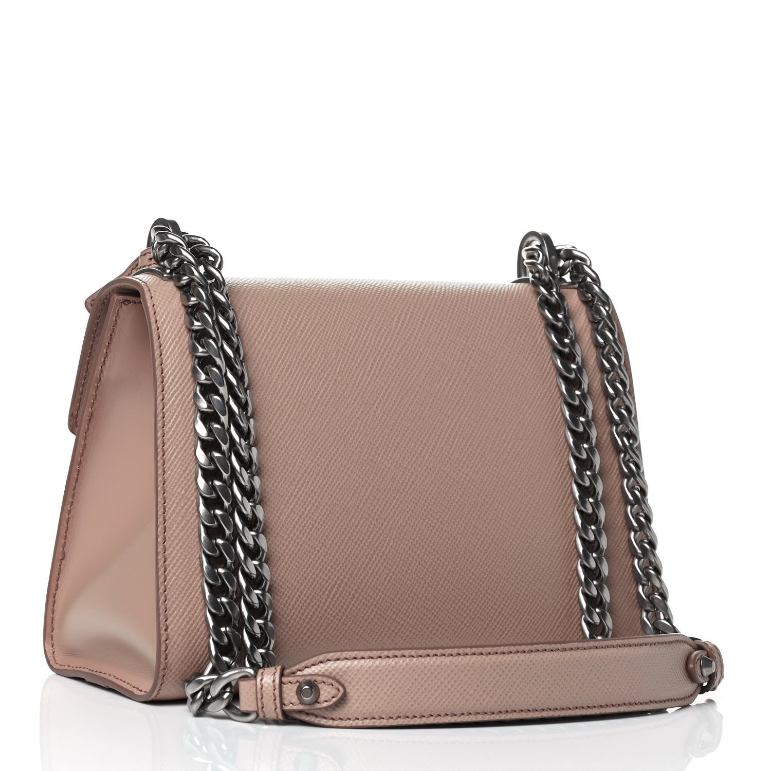 Prada Saffiano Cuir Calfskin Monochrome Patches Envelope Flap Chain Shoulder Bag Cipria 2 of 4