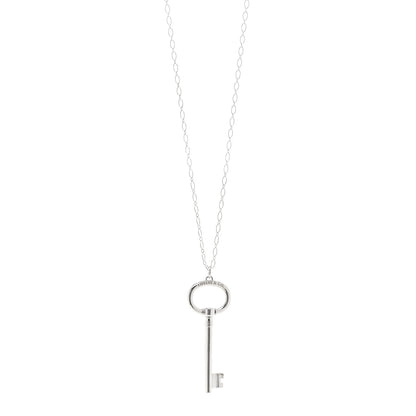 Tiffany Sterling Silver Oval Key Pendant Link Necklace 1 of 4