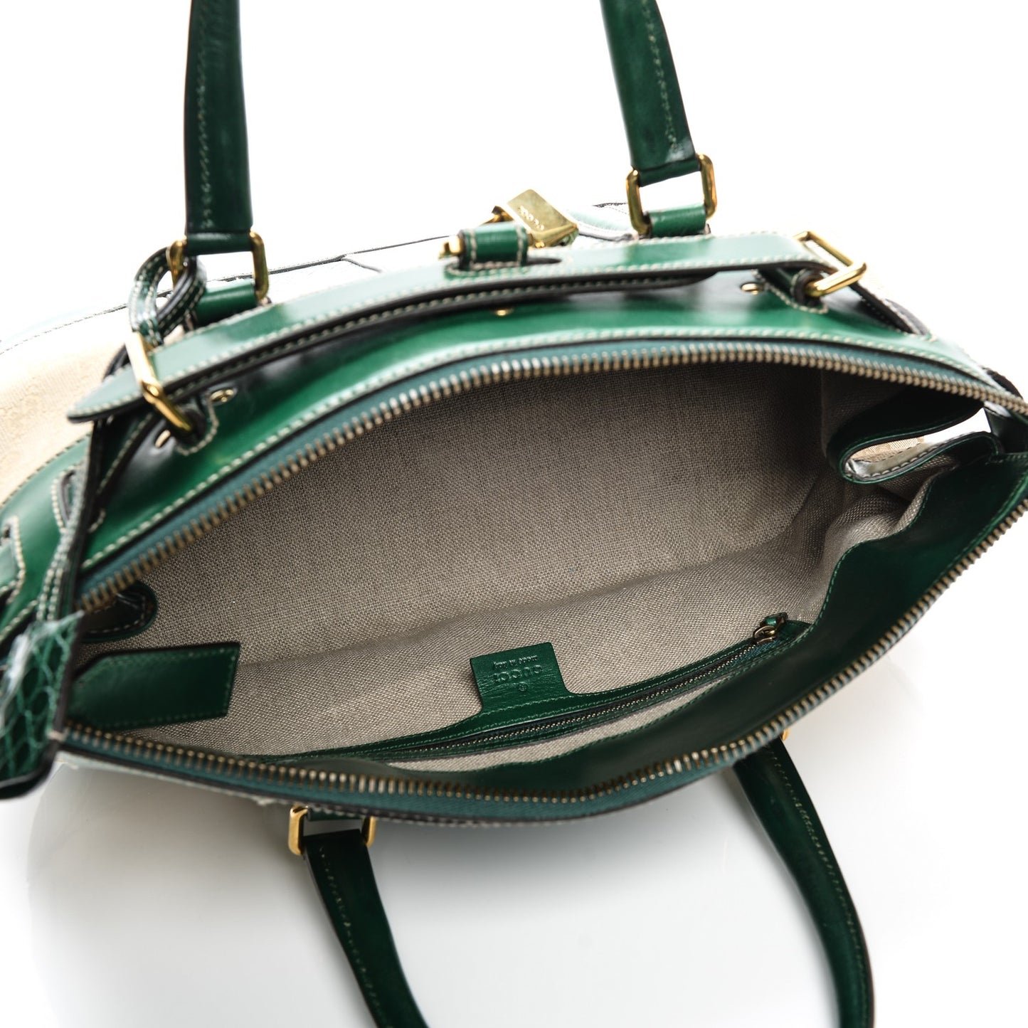 Monogram Crocodile Web Secret Top Handle Satchel Green