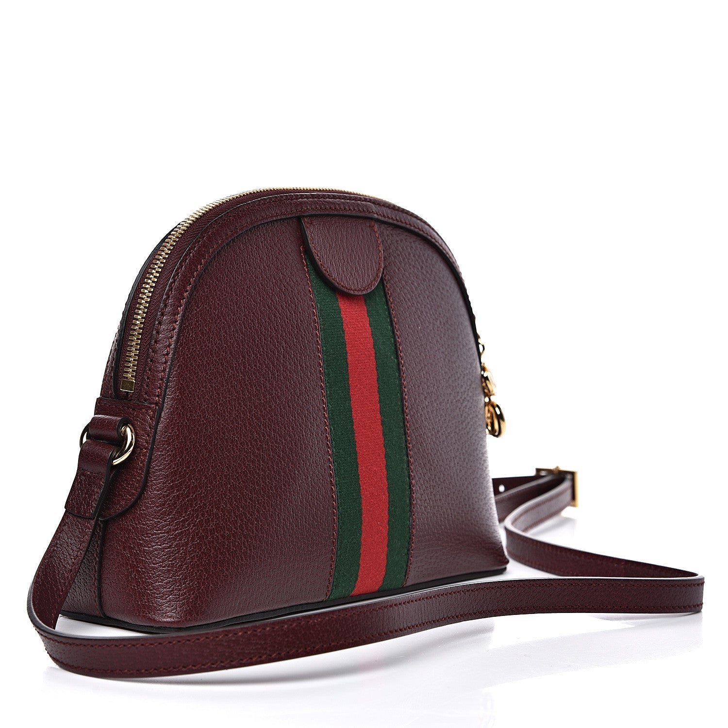 Gucci Textured Calfskin Web Small Ophidia Dome Shoulder Bag Vintage Bordeaux 3 of 10
