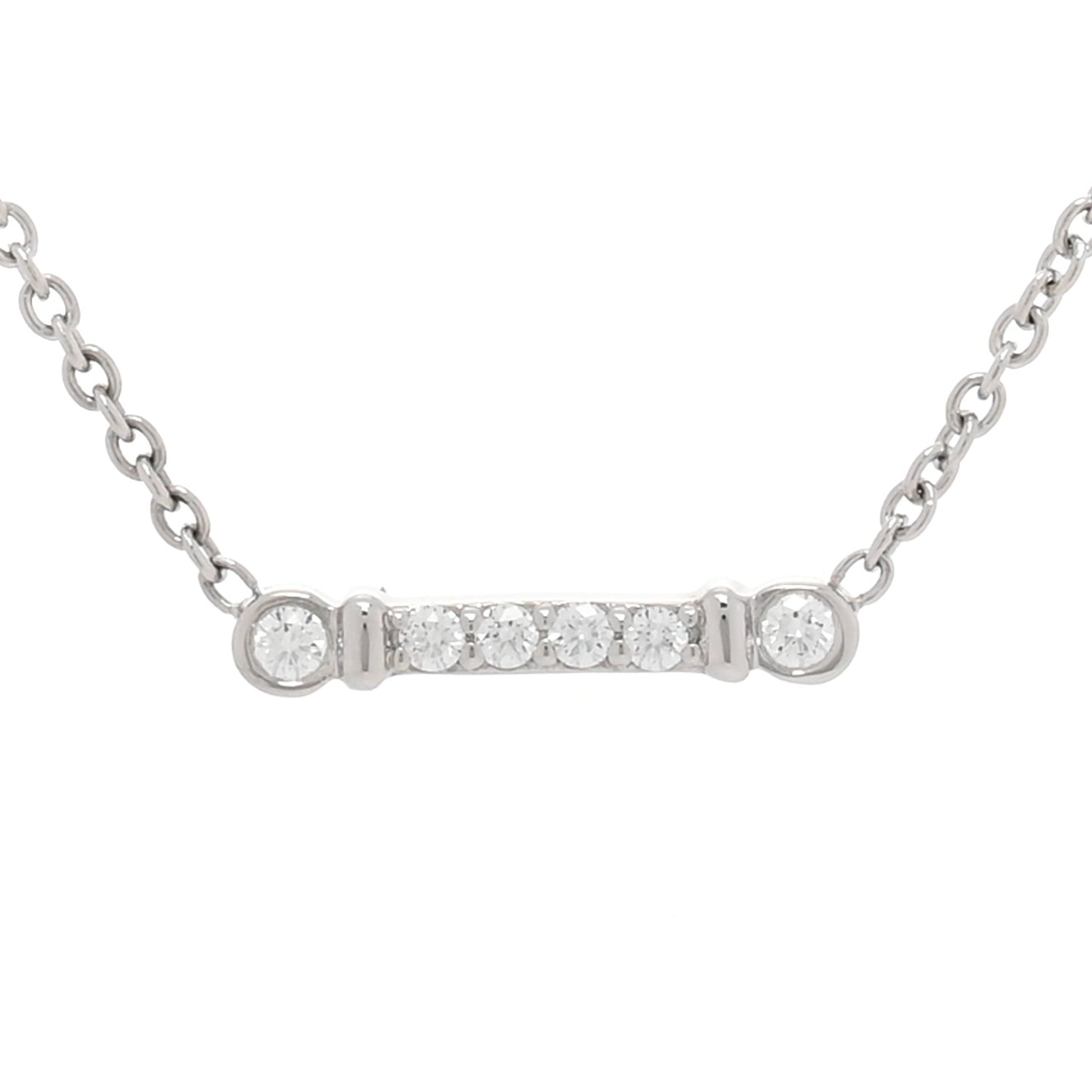 Platinum Diamond Fleur de Lis Key Bar Pendant Necklace
