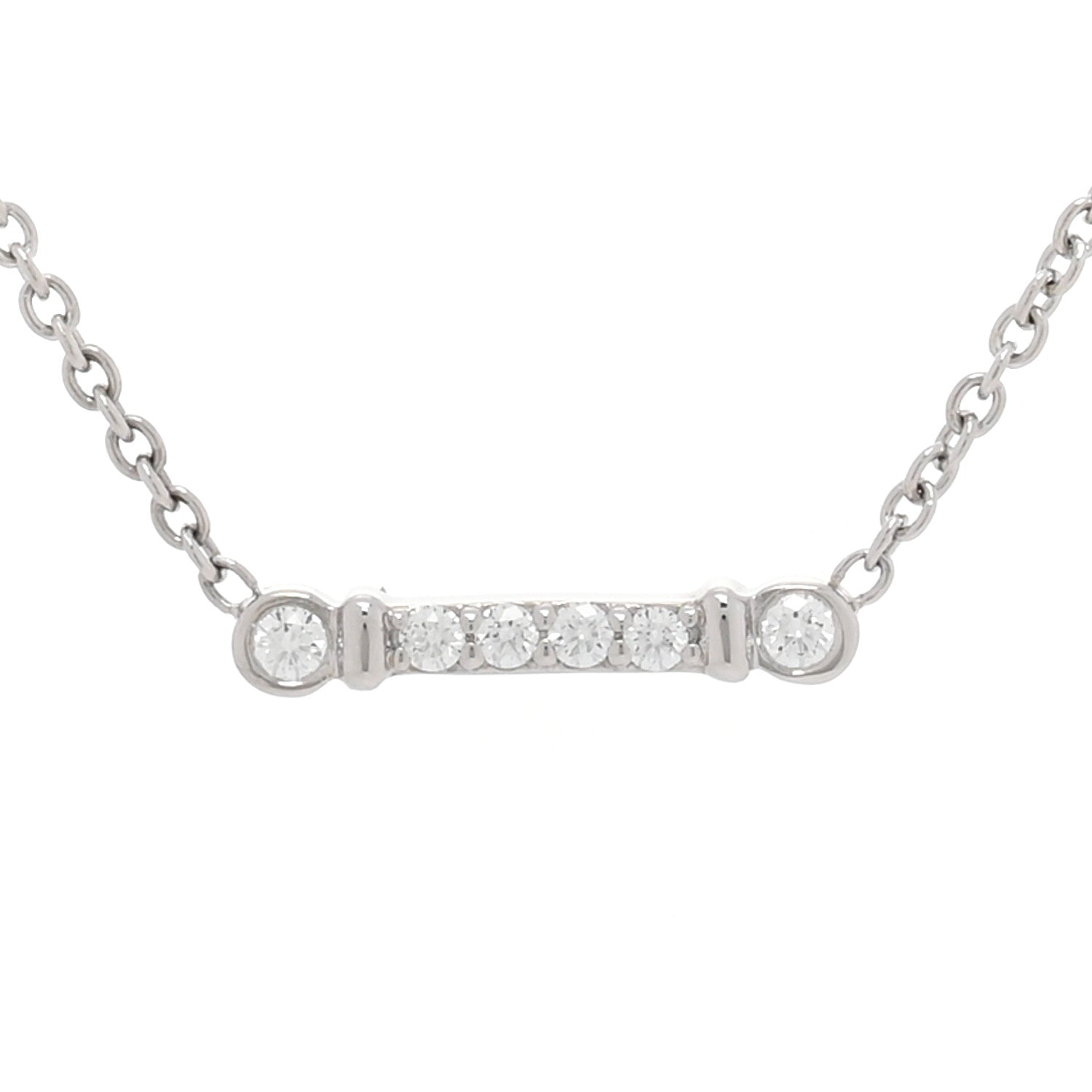 Tiffany Platinum Diamond Fleur de Lis Key Bar Pendant Necklace 3 of 4