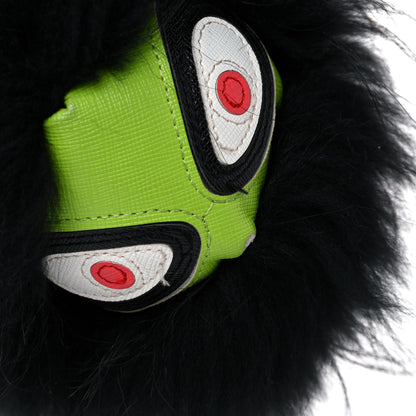 Fendi Vitello Elite Fox Fur Monster Bag Bug Charm Green Black 4 of 11
