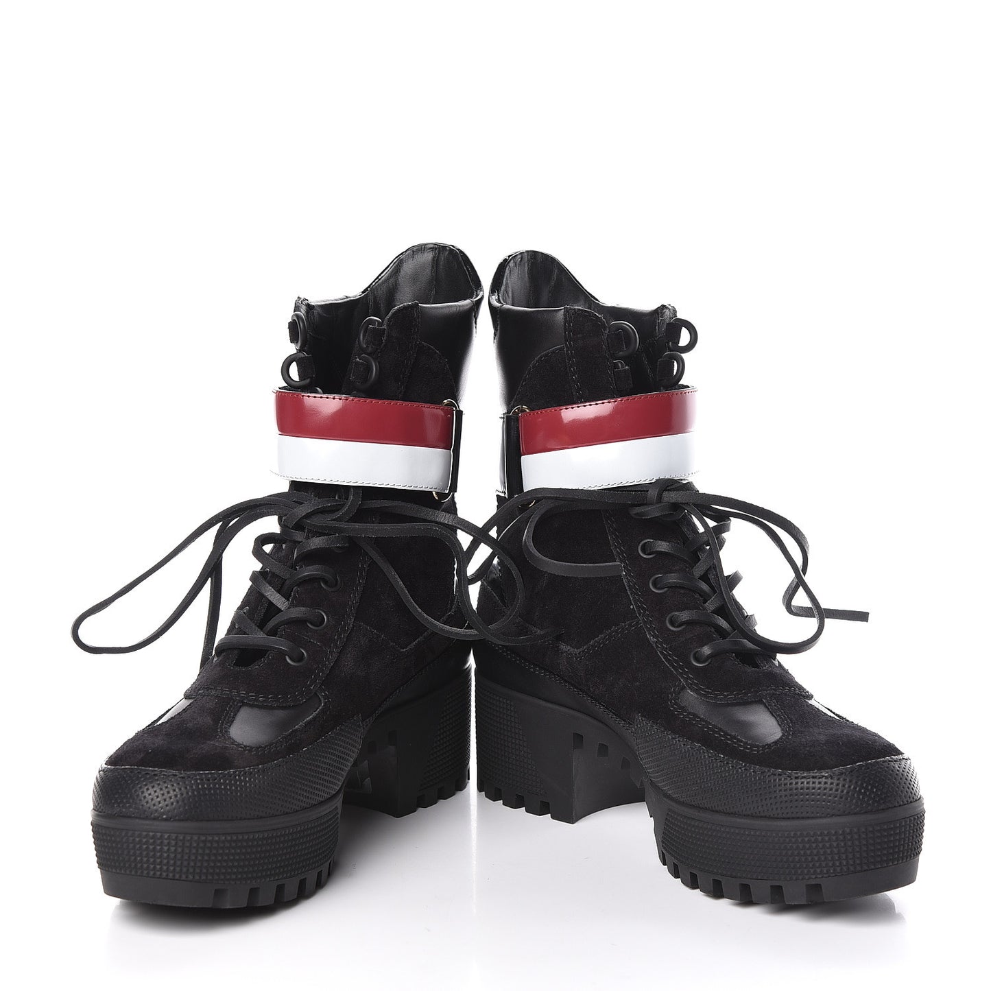 Suede Calfskin Laureate Platform Desert Boots 37.5 Black