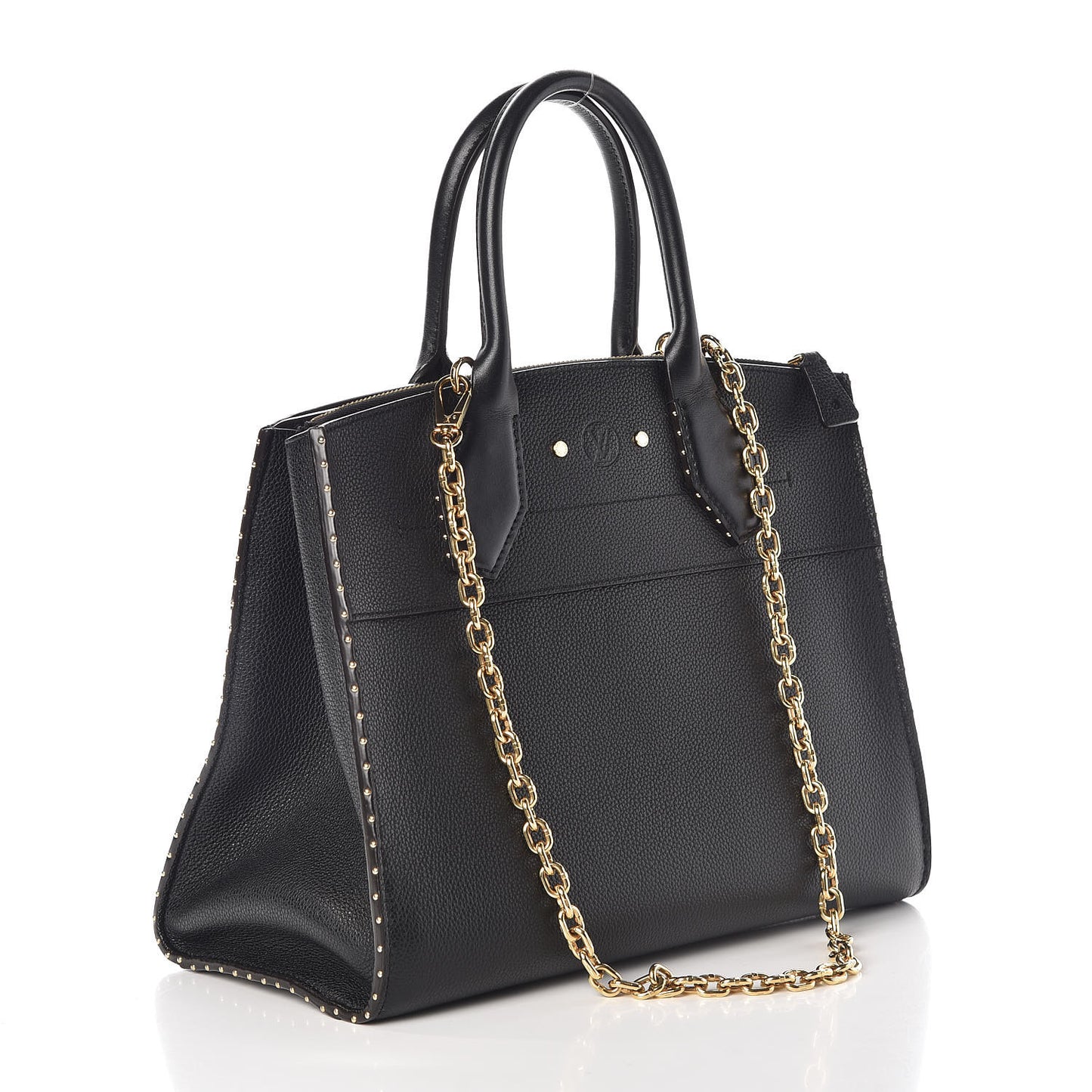 Calfskin Studded City Steamer MM Black