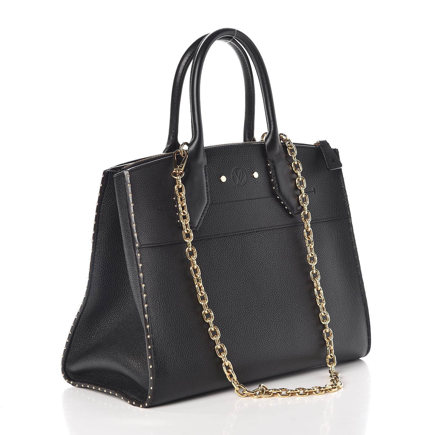 Louis Vuitton Calfskin Studded City Steamer MM Black 3 of 8