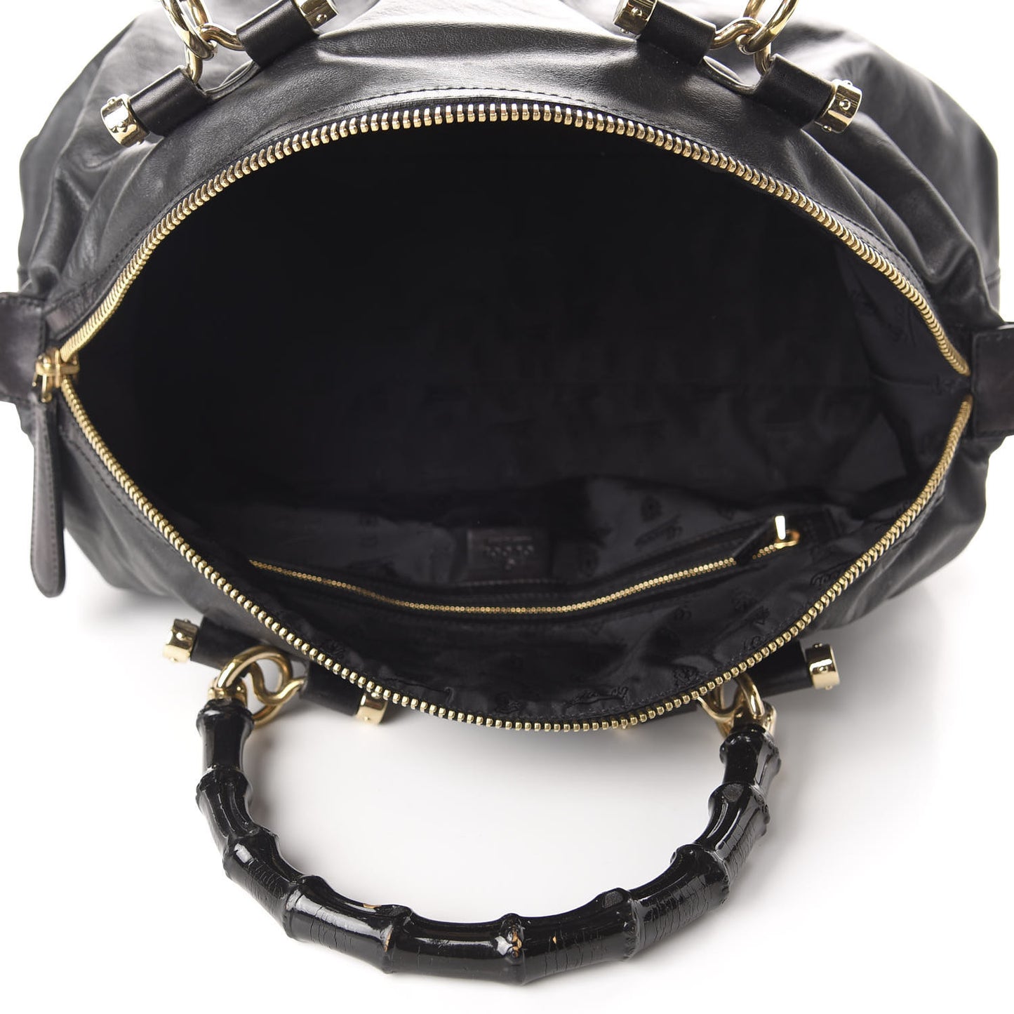 Calfskin Pop Bamboo Top Handle Tote Black