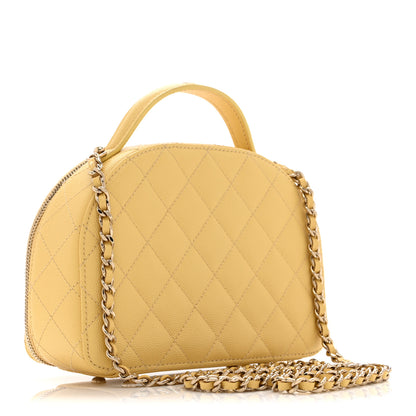 Chanel Caviar Quilted Top Handle Vanity Case Yellow 3 of 10