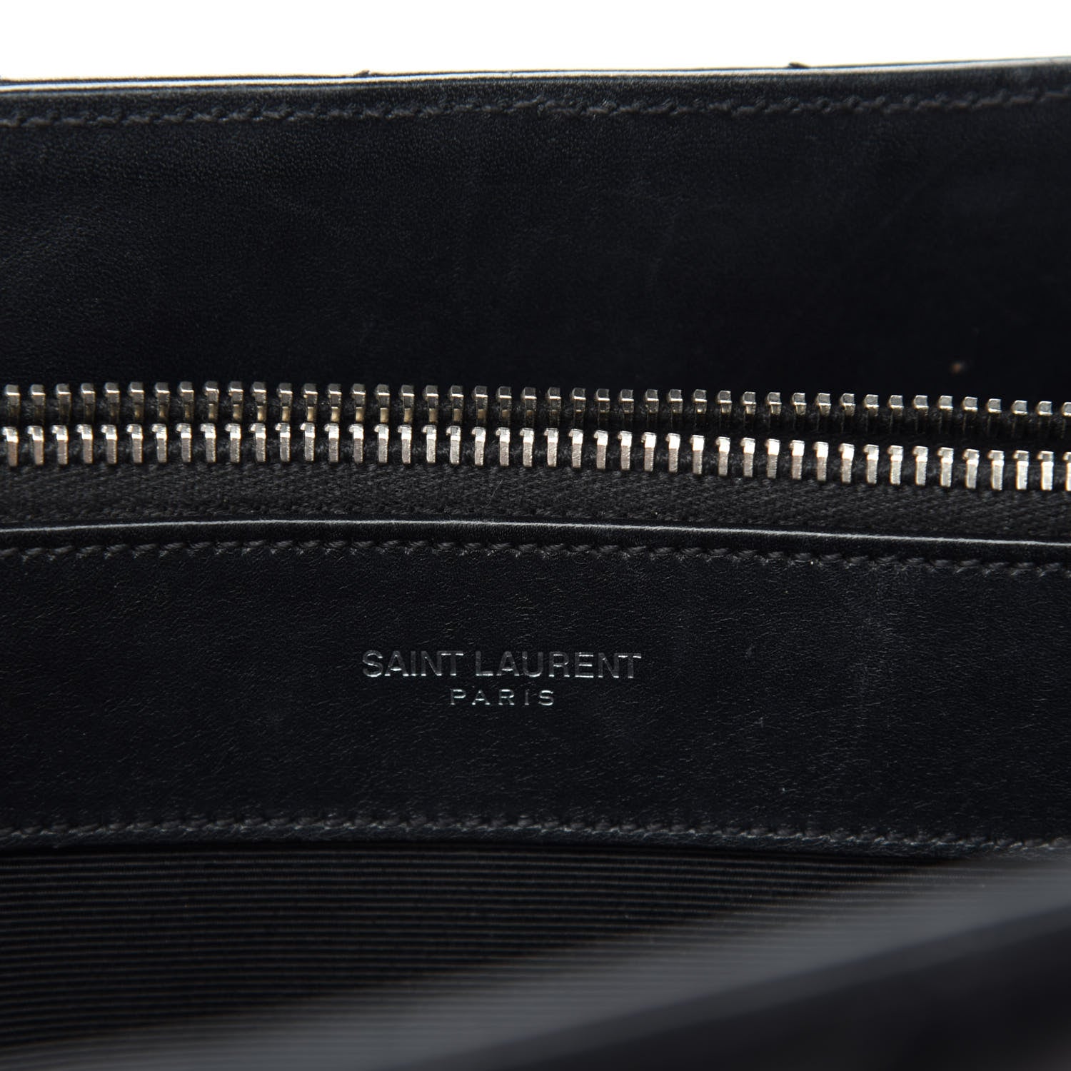 Saint Laurent Smooth Calfskin Matelasse Chevron Monogram Shopping Bag Black 14 of 16