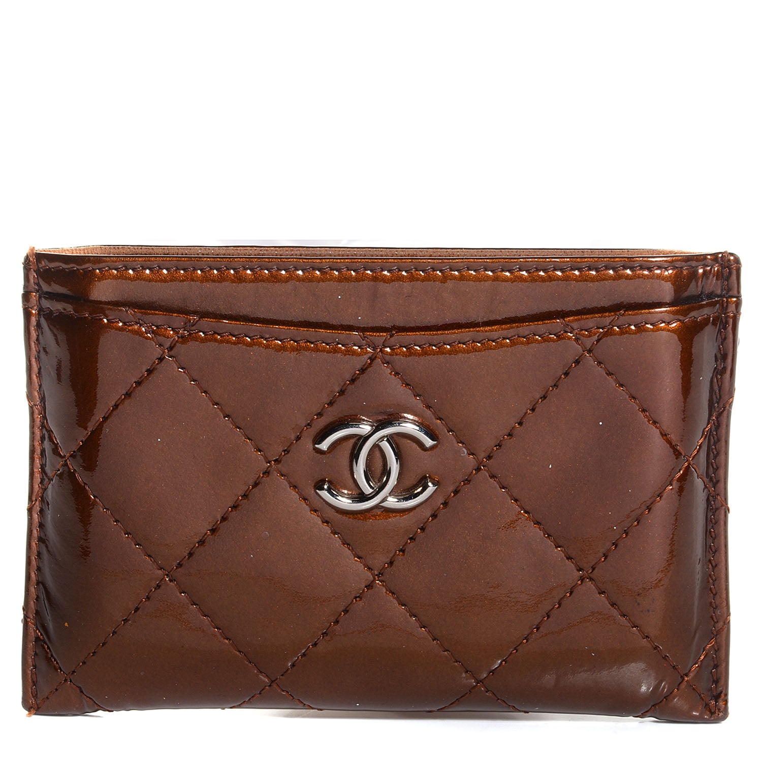 Chanel Patent Quilted Card Holder Bronze 1 of 9