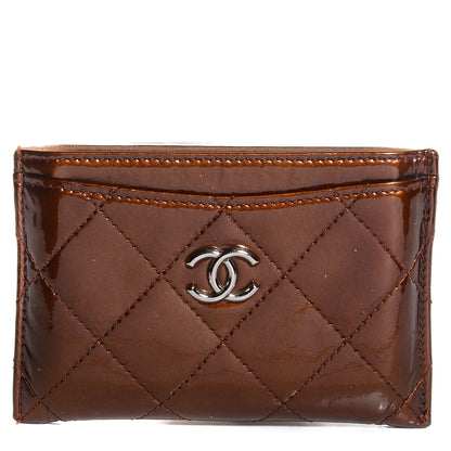 Chanel Patent Quilted Card Holder Bronze 1 of 9