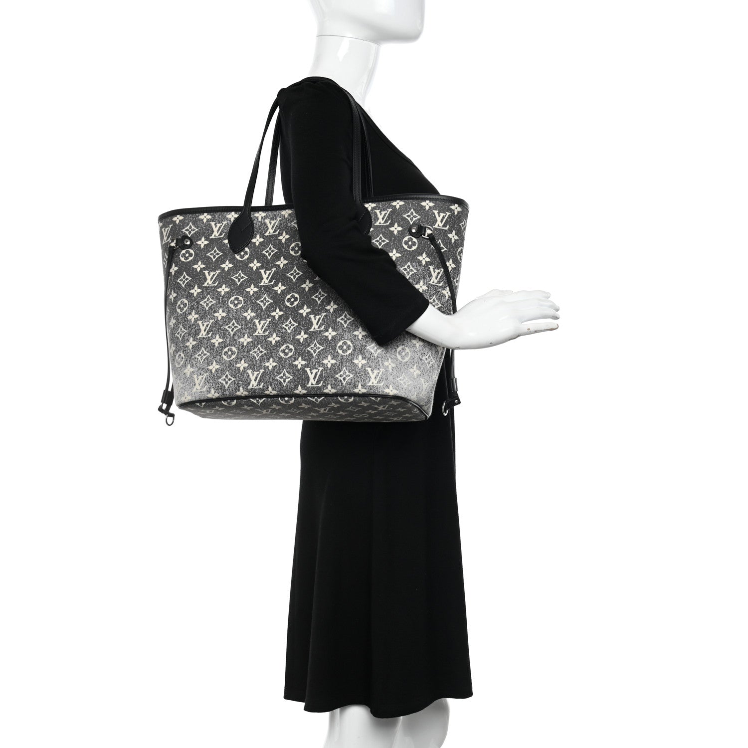 Louis Vuitton Denim Monogram Jacquard Neverfull MM Grey 2 of 11