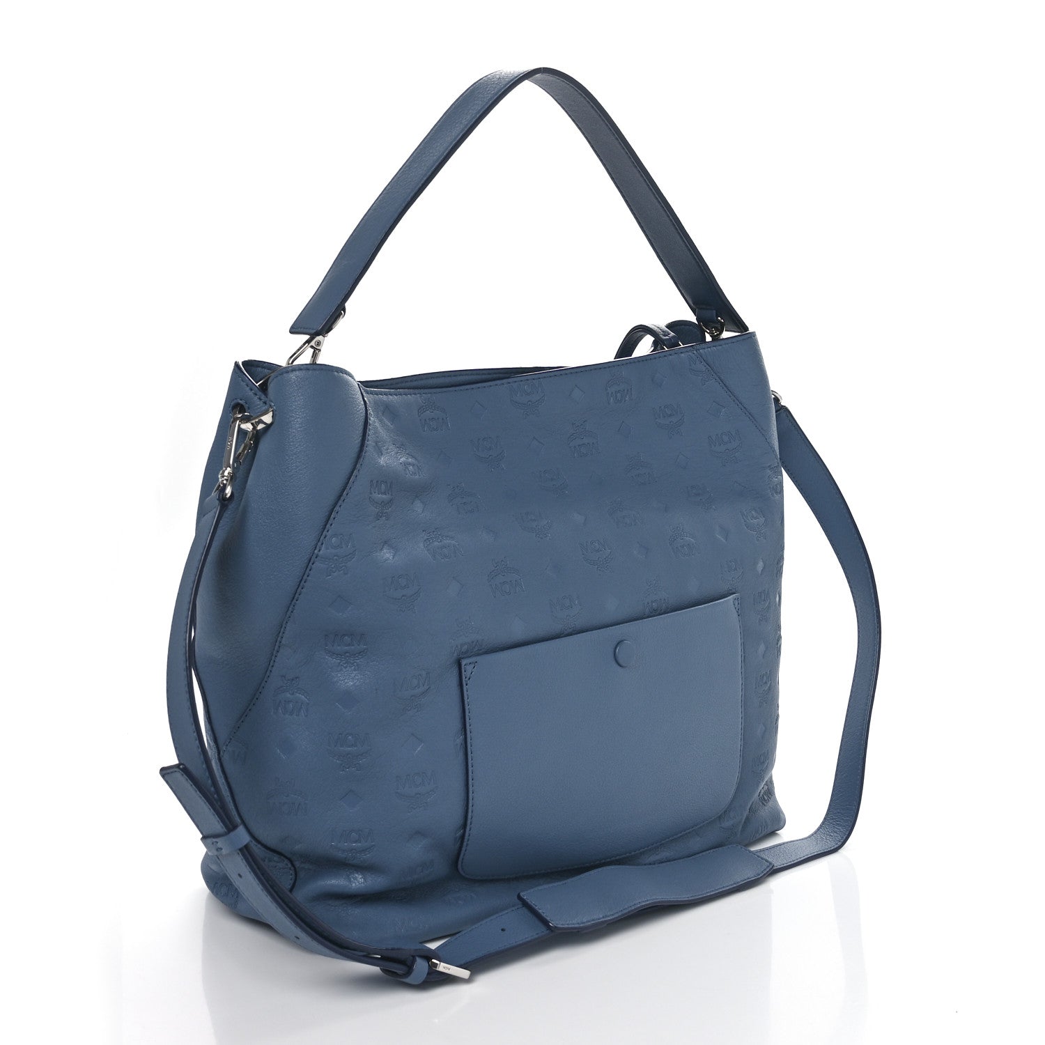 MCM Calfskin Ottomar Monogram Large Klara Hobo Luft Blue 2 of 9