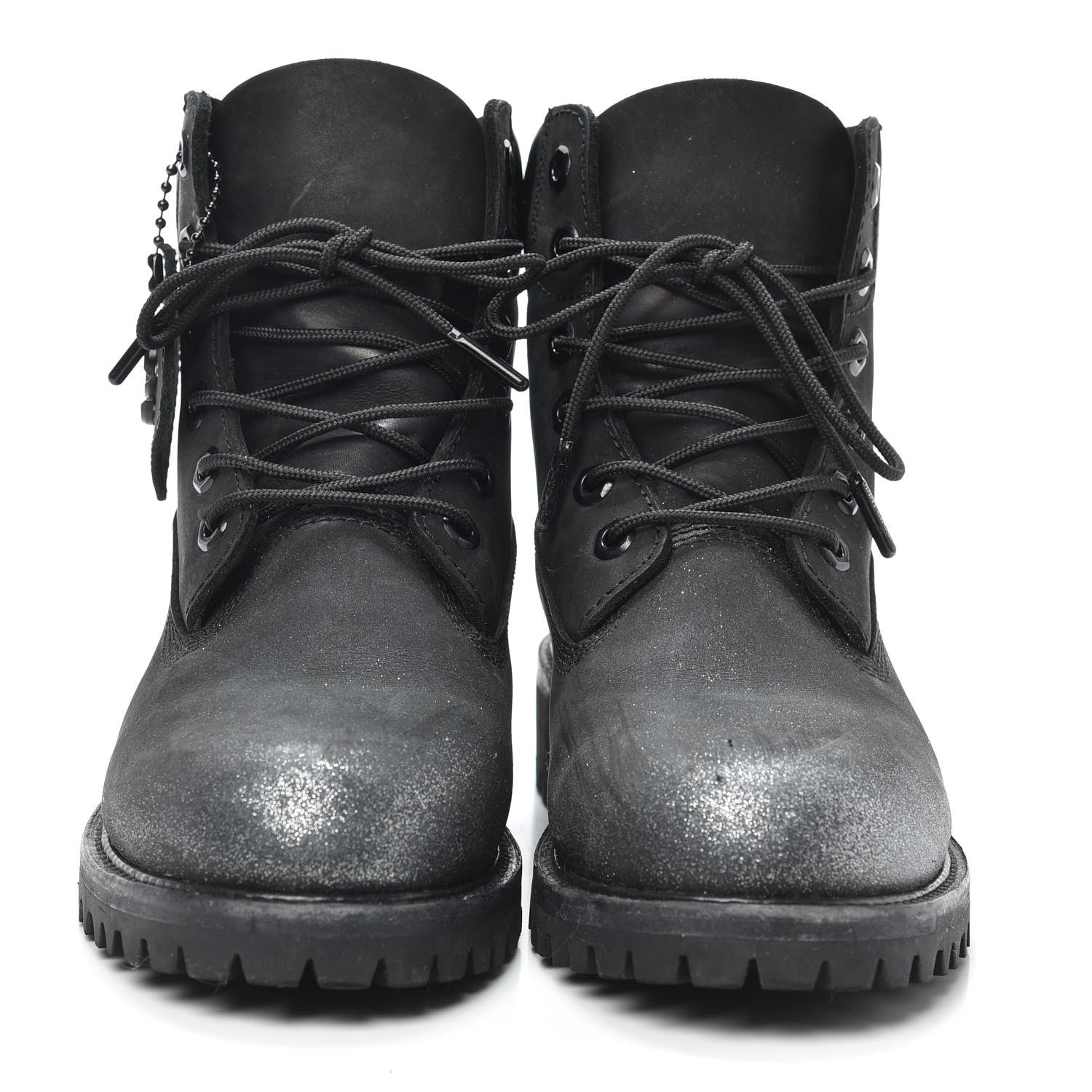 Jimmy Choo X TIMBERLAND Nubuck Glitter Womens Ankle Boots 7 Black Gunmetal 2 of 7