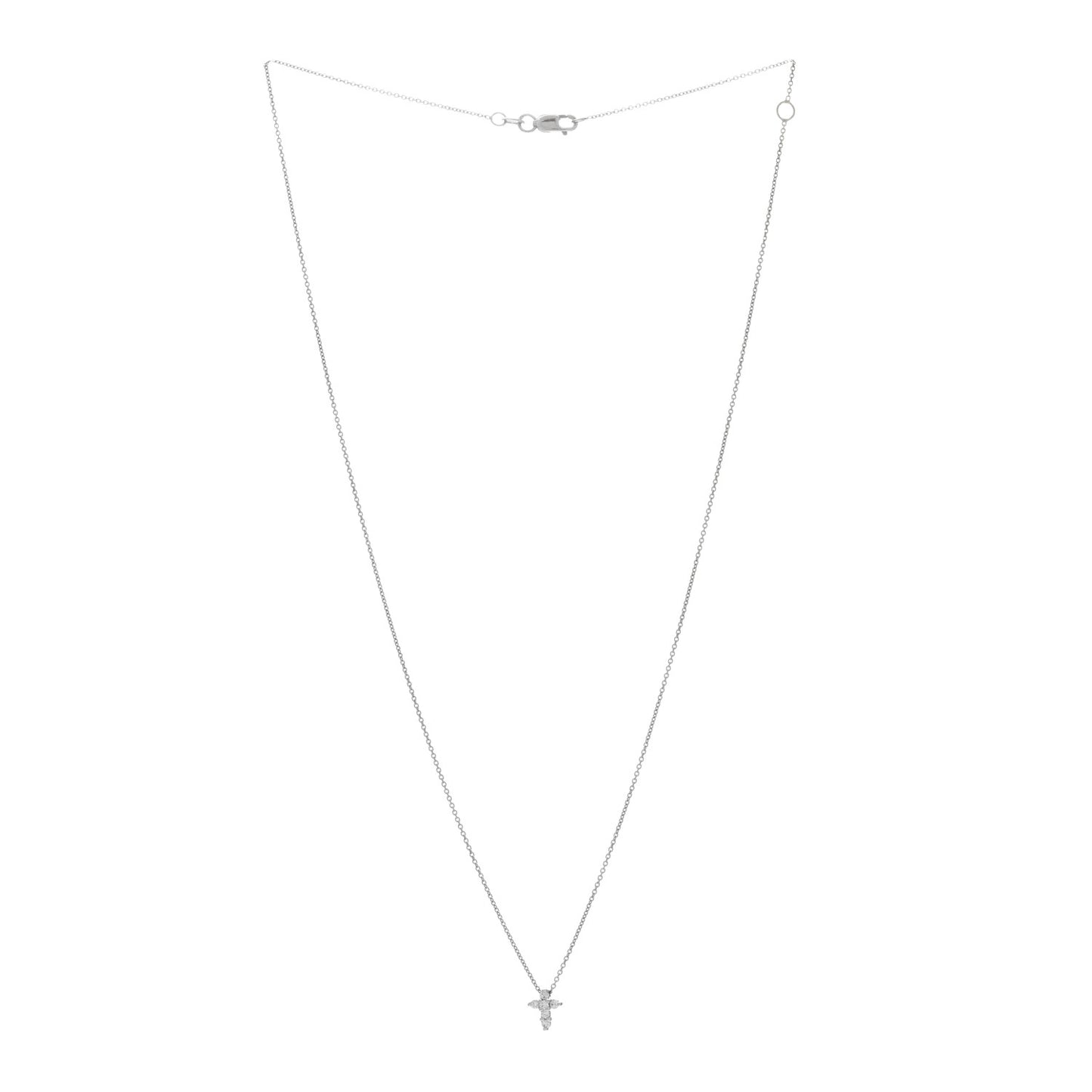 18K White Gold Diamond Tiny Treasures Baby Cross Pendant Necklace