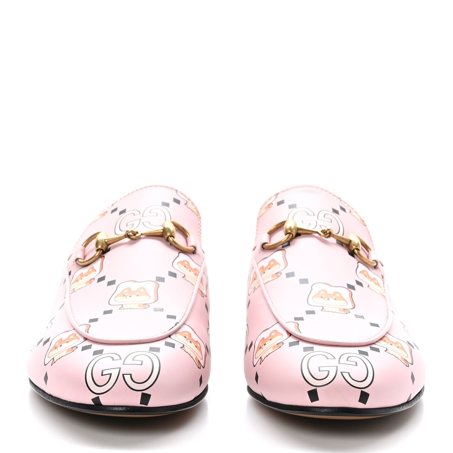 X PIKARAR Calfskin Monogram Print Womens Princetown Slippers 37.5 Pink Multicolor