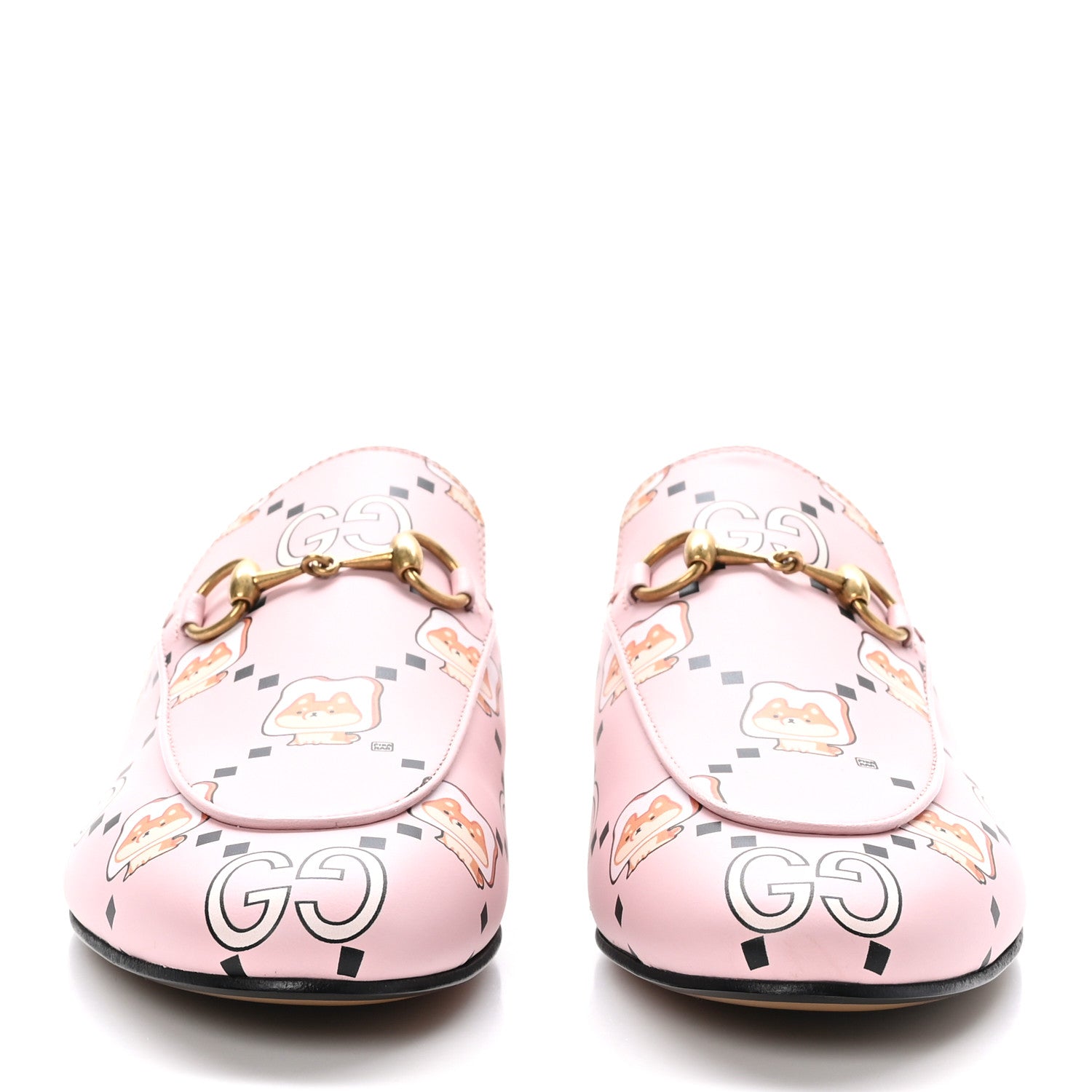 Gucci X PIKARAR Calfskin Monogram Print Womens Princetown Slippers 37.5 Pink Multicolor 2 of 8