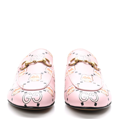 Gucci X PIKARAR Calfskin Monogram Print Womens Princetown Slippers 37.5 Pink Multicolor 2 of 8