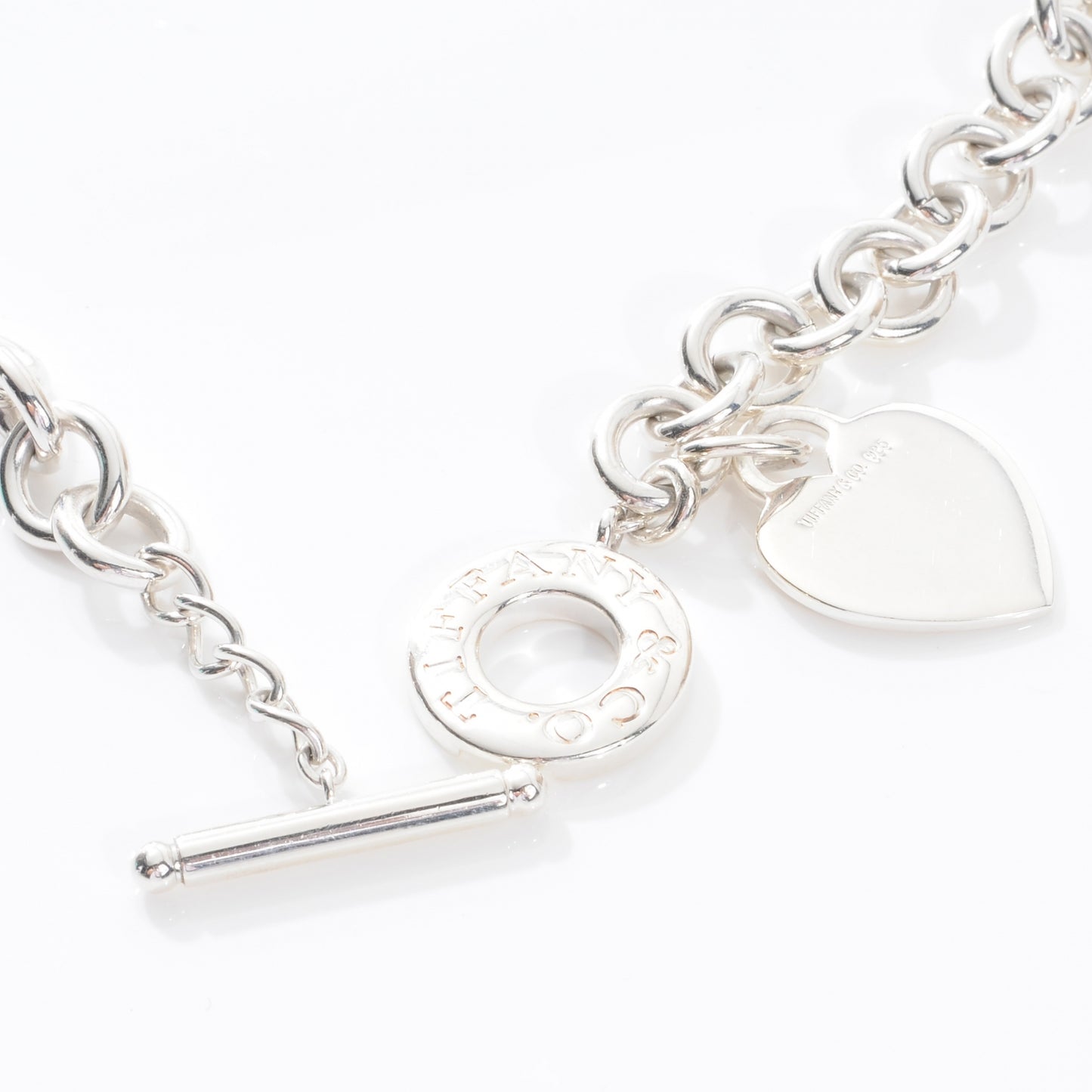 Sterling Silver Heart Tag Toggle Necklace