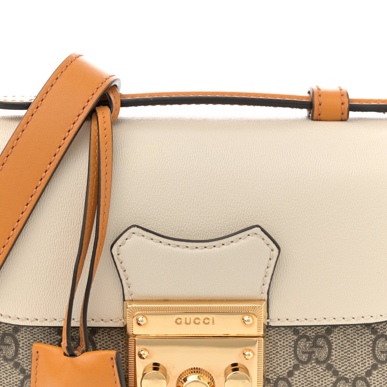 Gucci GG Supreme Monogram Calfskin Mini Padlock Flap Pocket Shoulder Bag Beige Mystic White Sun Oil 8 of 12