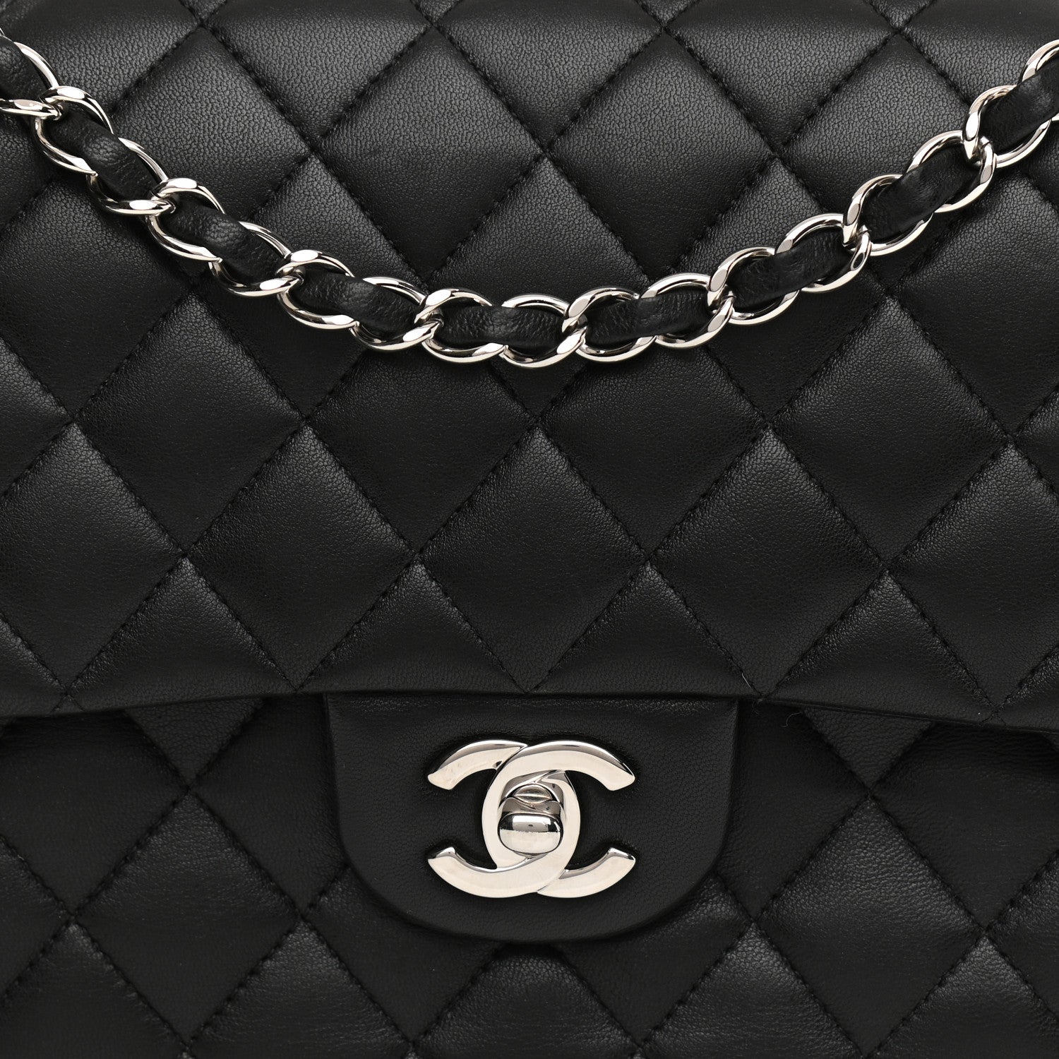 Chanel Lambskin Quilted Medium Double Flap Black 15 of 25