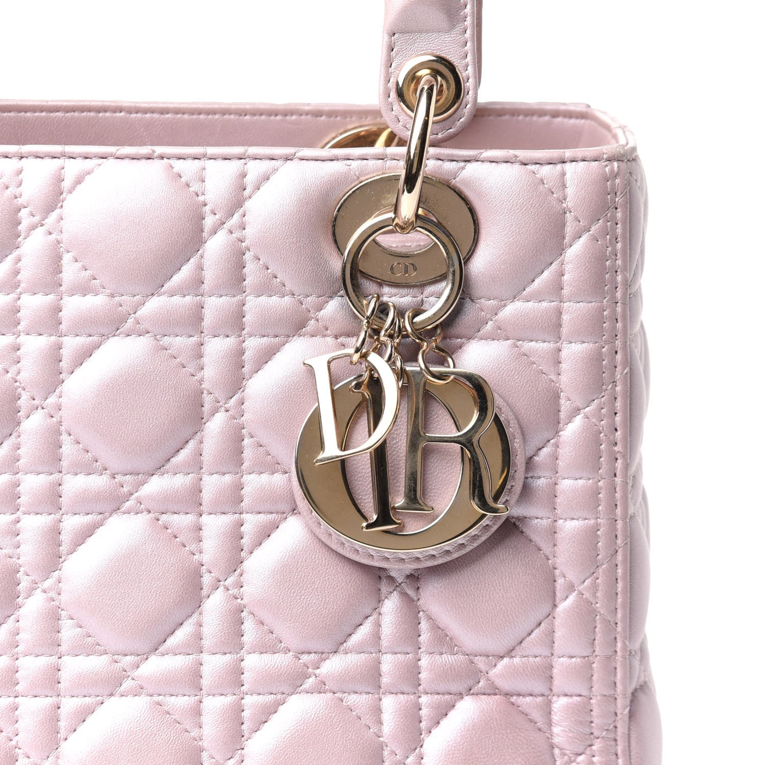 Christian Dior Pearly Lambskin Cannage Medium Lady Dior Lotus 18 of 22