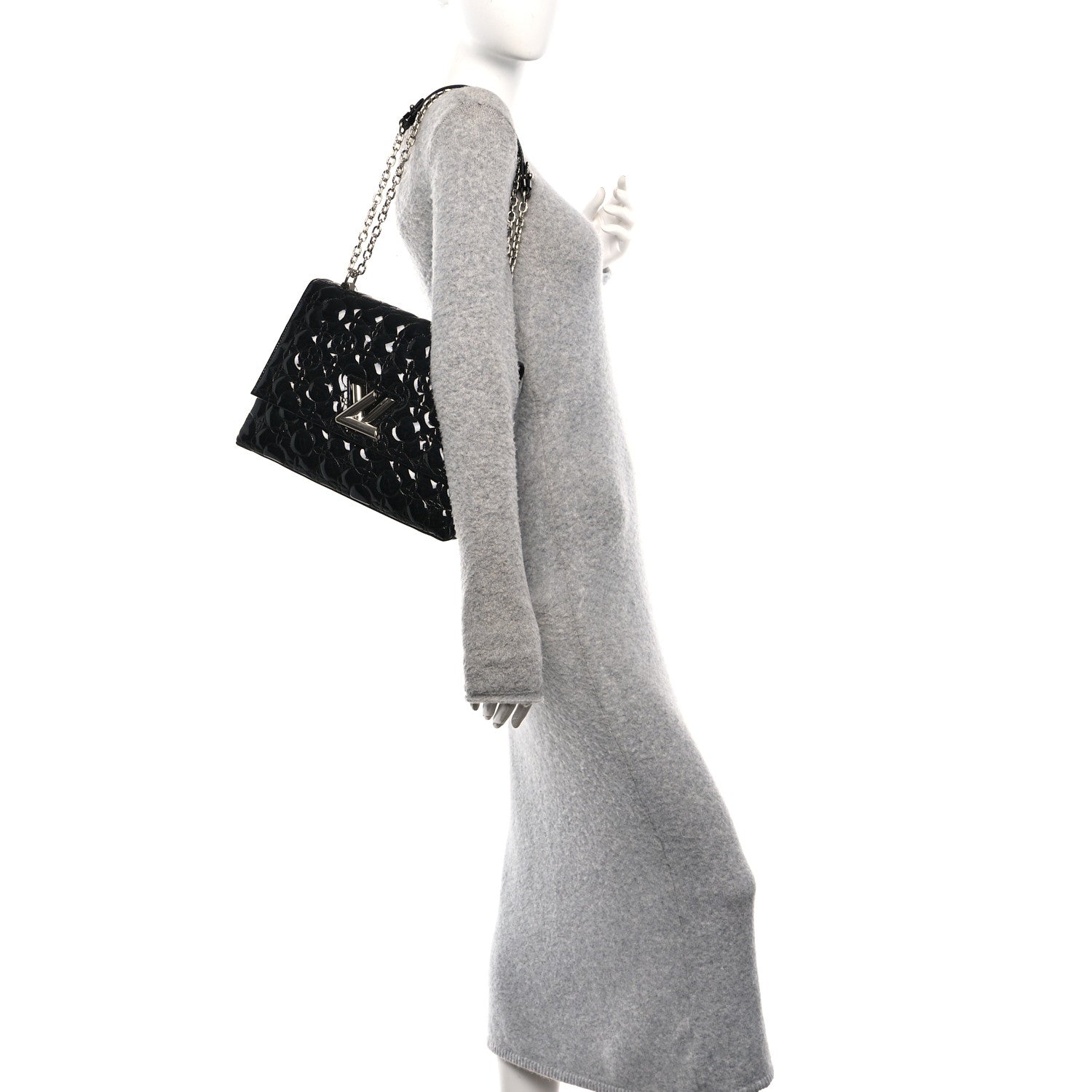 Louis Vuitton Vernis Flower Quilted Twist Shoulder Bag GM Black 2 of 9