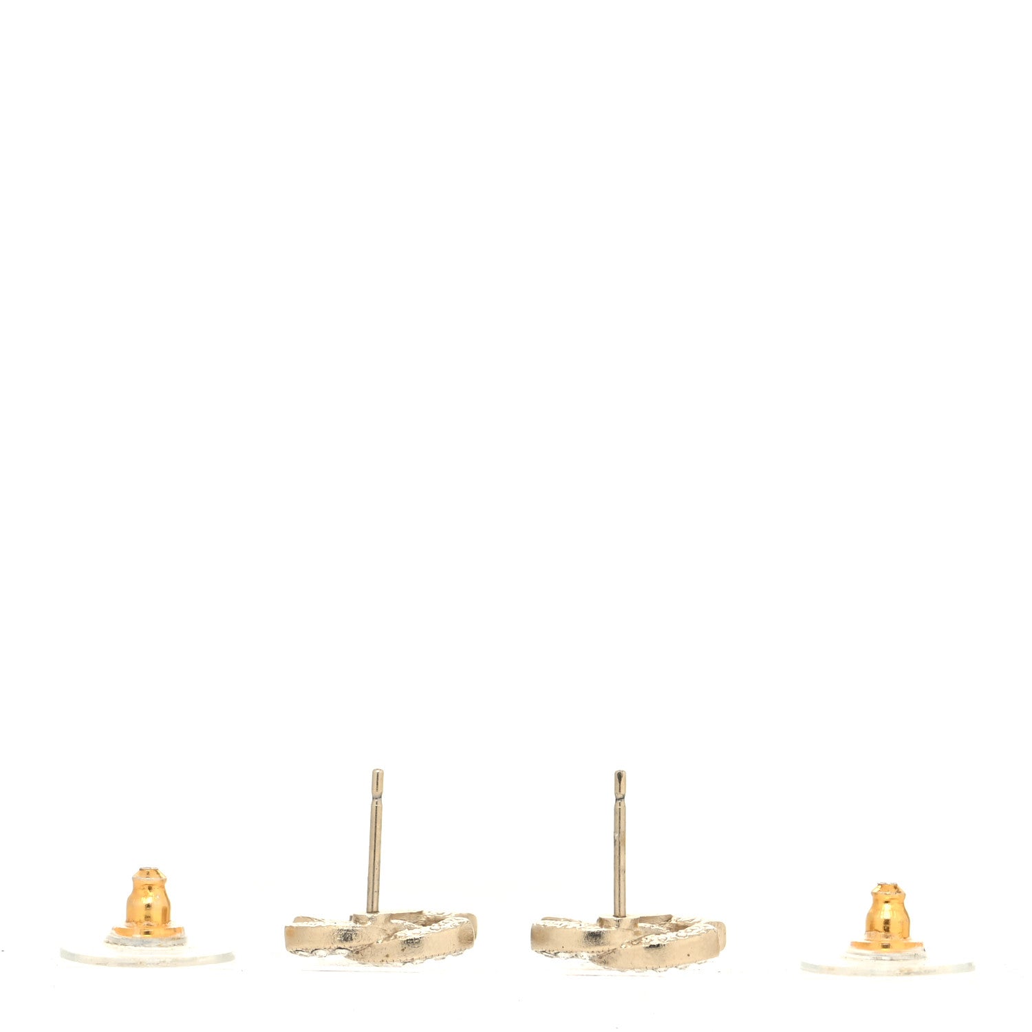 Chanel Crystal CC Earrings Light Gold 3 of 4