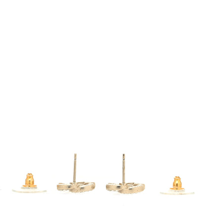 Chanel Crystal CC Earrings Light Gold 3 of 4
