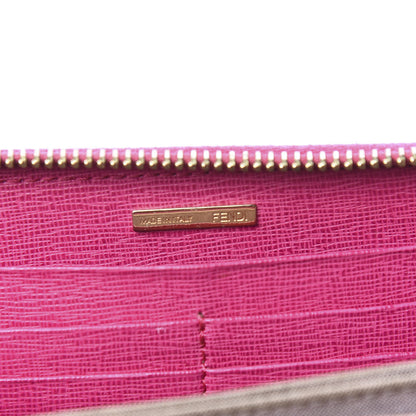 Fendi Zucca Spalmati Vitello Elite Zip Around Wallet Tobacco Ciclamino 6 of 7