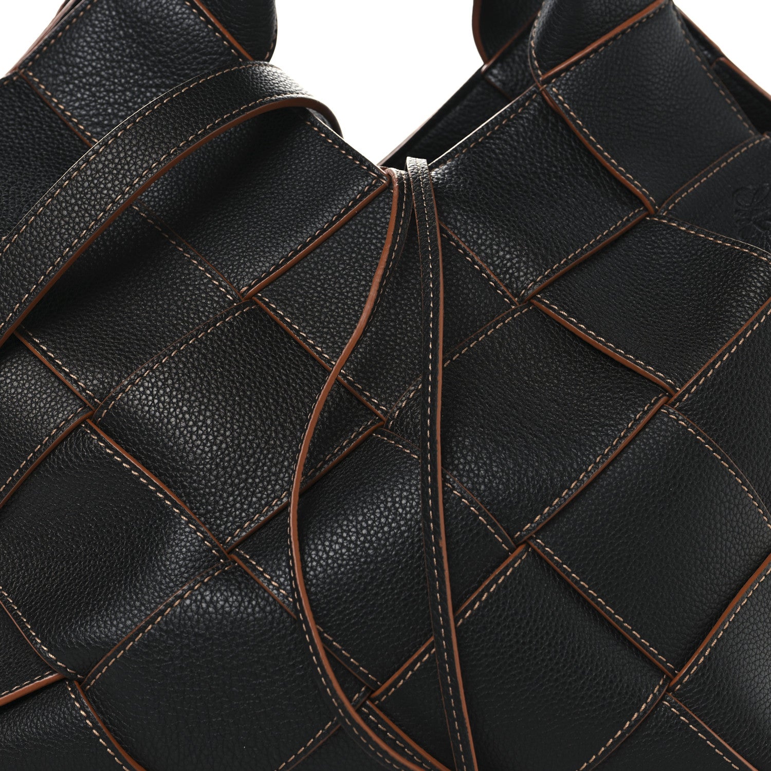 Loewe Soft Grained Calfskin Woven Basket Bag Black Tan 7 of 12