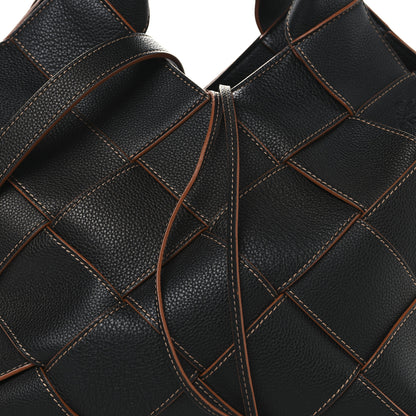 Loewe Soft Grained Calfskin Woven Basket Bag Black Tan 7 of 12