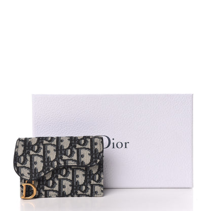 Christian Dior Oblique Saddle Card Holder Blue 8 of 8