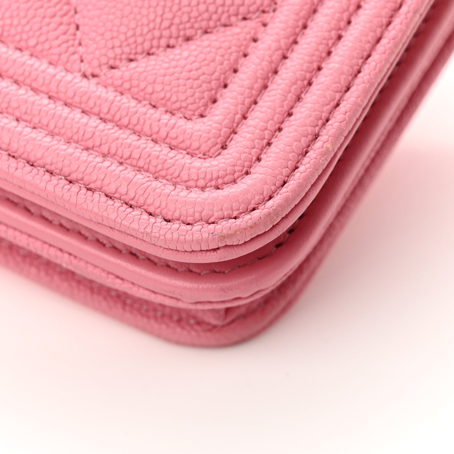 Caviar Quilted Boy Wallet On Chain WOC Light Pink