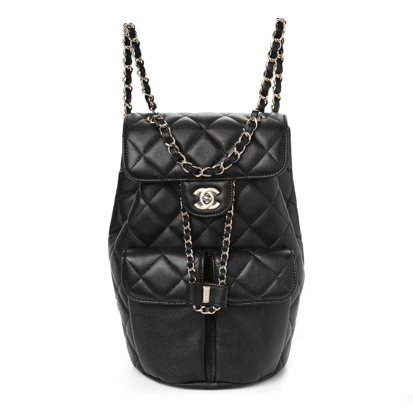 Caviar Quilted Pockets Backpack Black