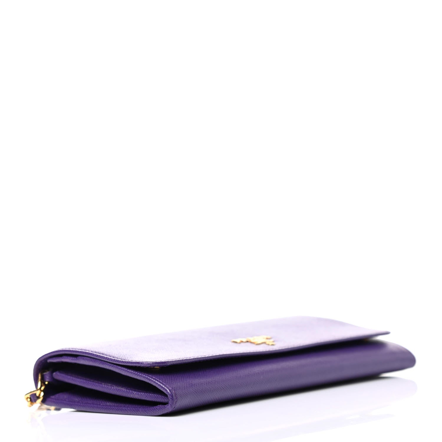 Prada Saffiano Metal Oro Chain Wallet Viola 3 of 4