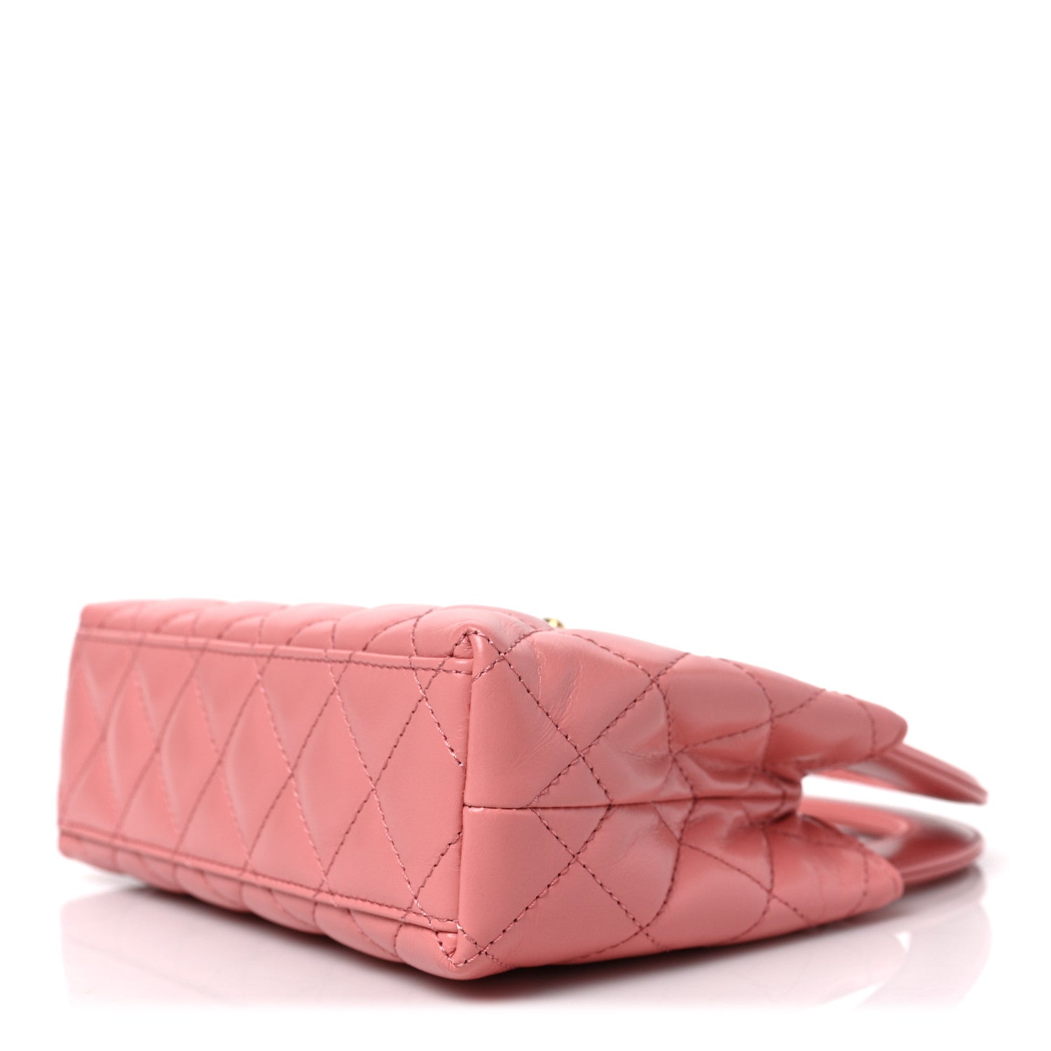 Chanel Shiny Aged Calfskin Quilted Nano Kelly Shopper Coral Pink 14 of 15