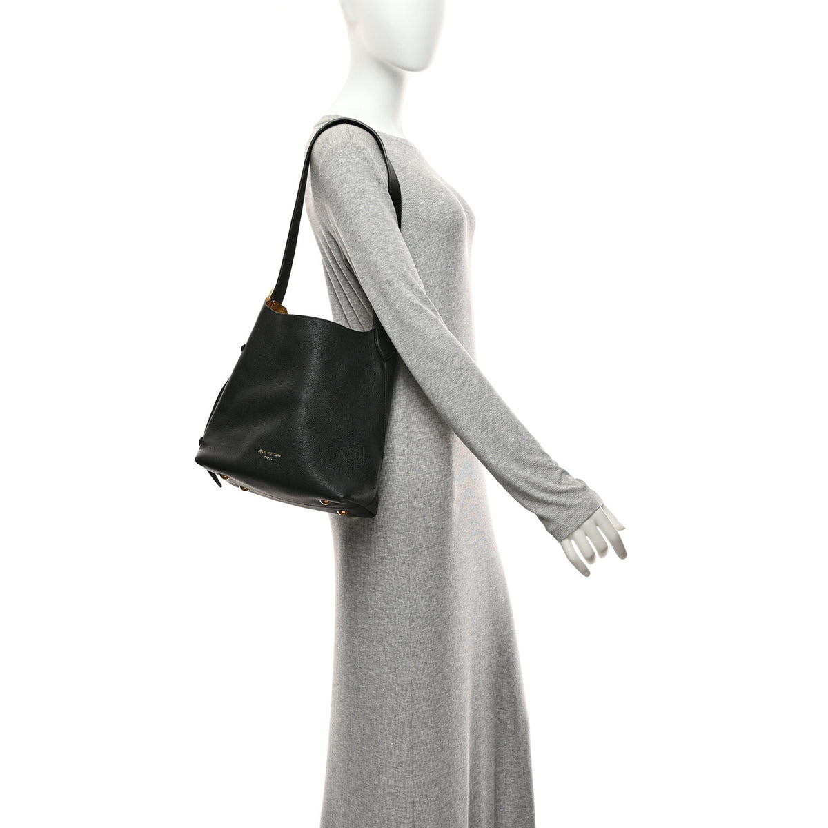 Grained Calfskin Low Key Hobo PM Black