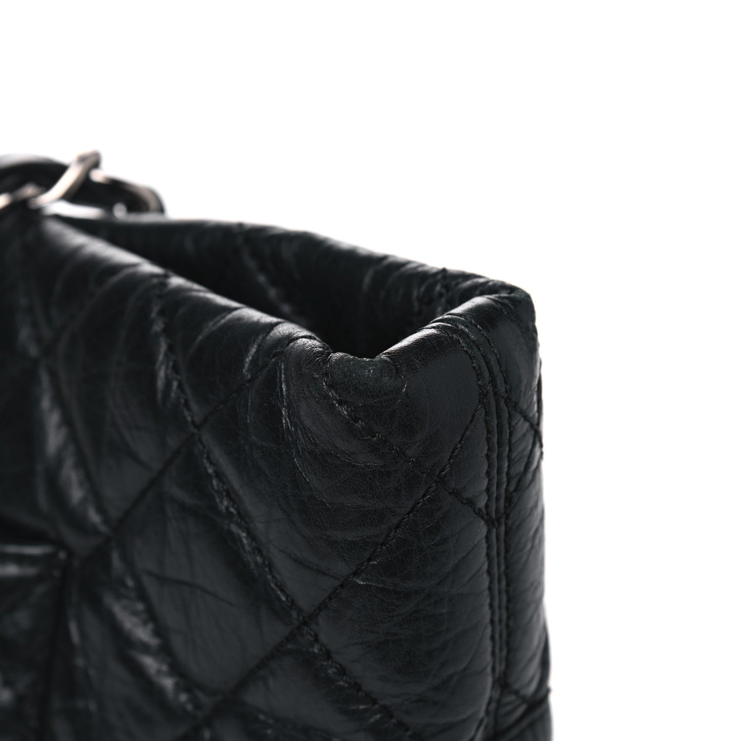 Aged Calfskin Quilted Large Cotton Club Tote Black