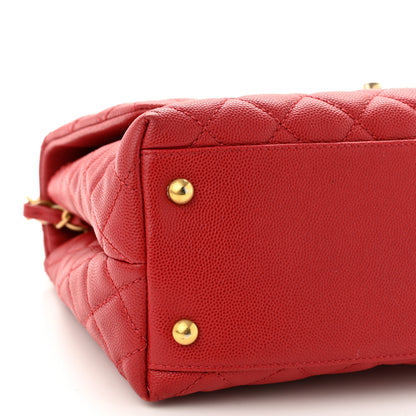 Chanel Caviar Quilted Small Coco Handle Flap Red 9 of 11